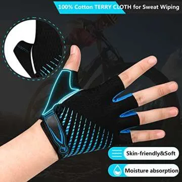 BIKINGMOREOK Cycling Gloves Bike Gloves for Men Women,Breathable Bicycle Gloves,5MM Gel Pads Mountain Bike Gloves,Non-Slip DH Road MTB Biking Gloves for Cycling,Workout Sports-Blue-M