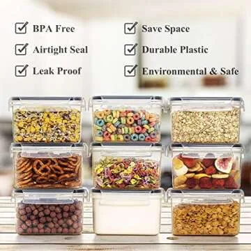 Wildone Cereal & Dry Food Storage Container Set of 16 [0.8L /3.38 Cups] for Sugar, Flour and Baking ...