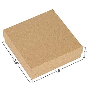 Cardboard Jewelry Boxes 10 Pack - 3.5"x3.5"x1" Bulk Cotton Filled Small Gift Boxes with Lids for Jew...
