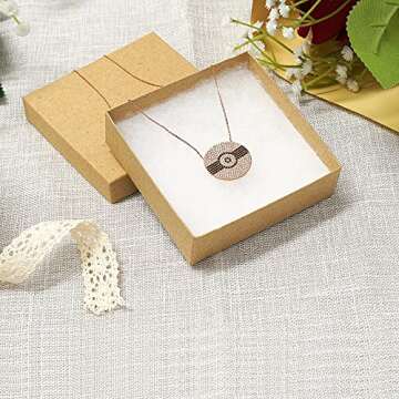 Cardboard Jewelry Boxes 10 Pack - 3.5"x3.5"x1" Bulk Cotton Filled Small Gift Boxes with Lids for Jewelry Packaging (Kraft)