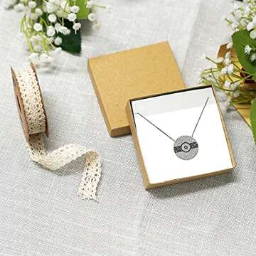 Cardboard Jewelry Boxes 10 Pack - 3.5"x3.5"x1" Bulk Cotton Filled Small Gift Boxes with Lids for Jewelry Packaging (Kraft)