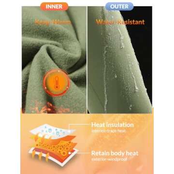 BALEAF Women's Waterproof Leggings Fleece Lined Thermal Warm Winter Yoga Water Resistant Pants with Pockets Oli Green XS