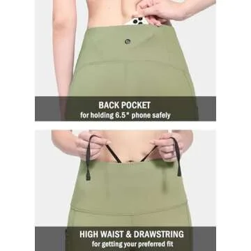 BALEAF Women's Waterproof Leggings Fleece Lined Thermal Warm Winter Yoga Water Resistant Pants with Pockets Oli Green XS