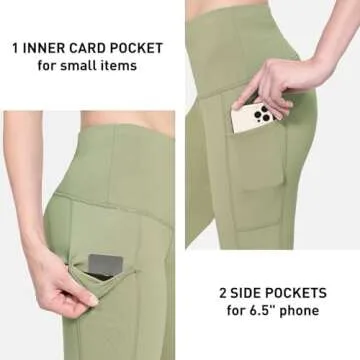 BALEAF Women's Waterproof Leggings Fleece Lined Thermal Warm Winter Yoga Water Resistant Pants with Pockets Oli Green XS