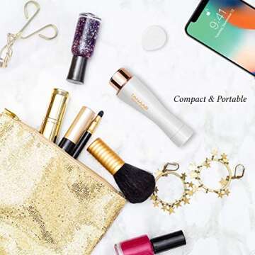 Facial Hair Removal for Women, TANAAB Painless Waterproof Smooth Facial Hair Remover Shaver Razor for Face Upper Lip Chin Cheeks Arm Built-in LED Light - White Gold