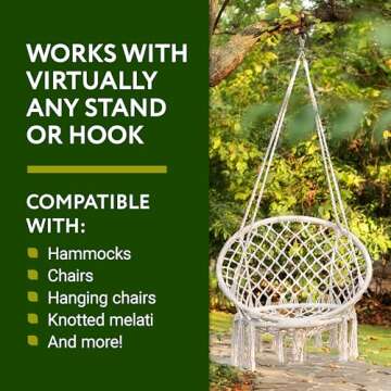 IMPRESA Hanging Chair & Hammock Chair Swivel Snap Hook, 500 LB Weight Capacity, Outdoor & Indoor Hanging Hardware, Iron & Silver Rope - Swivel Hooks