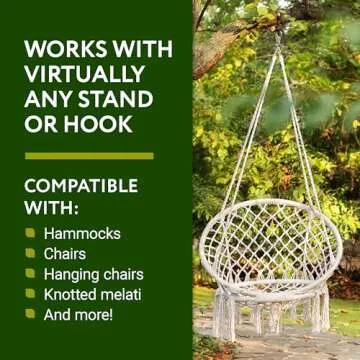 IMPRESA Hanging Chair & Hammock Chair Swivel Snap Hook, 500 LB Weight Capacity, Outdoor & Indoor Hanging Hardware, Iron & Silver Rope - Swivel Hooks