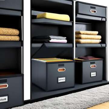 Huolewa Upgraded File Organizer Box with Lid, Collapsible Faux Leather Hanging File Folder Box Organizer with Plastic Slides, Decorative Home/Office Filing System Box for File and Folders Storage