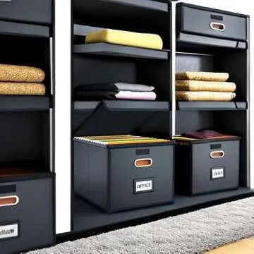 Huolewa Upgraded File Organizer Box with Lid, Collapsible Faux Leather Hanging File Folder Box Organizer with Plastic Slides, Decorative Home/Office Filing System Box for File and Folders Storage