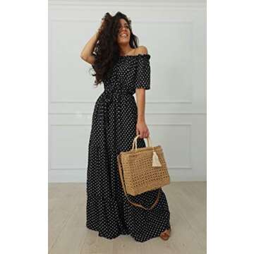 Angashion Off Shoulder Maxi Dress - Elegant Casual Style