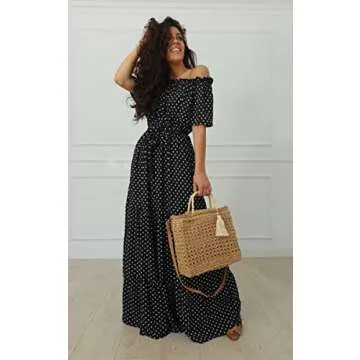 Angashion Off Shoulder Maxi Dress - Elegant Casual Style