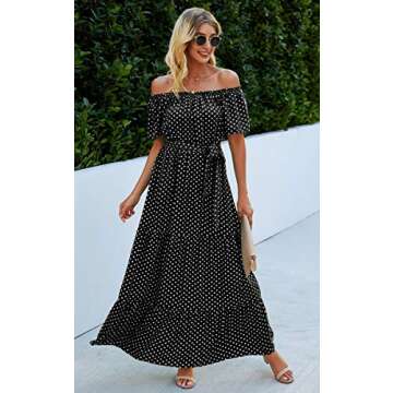 Angashion Off Shoulder Maxi Dress - Elegant Casual Style