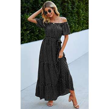 Angashion Off Shoulder Maxi Dress - Elegant Casual Style