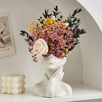 FJS Ceramic Face Vase - Unique Boho Flower Vase for Home Decor