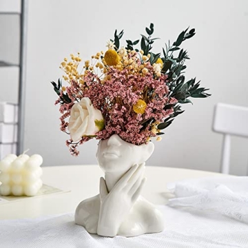FJS Ceramic Face Vase - Modern Decorative Centerpiece