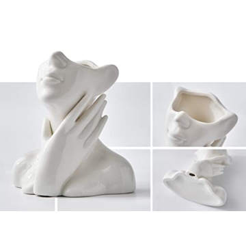 FJS Ceramic Face Vase - Modern Decorative Centerpiece