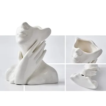 FJS Ceramic Face Vase - Modern Decorative Centerpiece