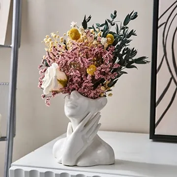 FJS Ceramic Face Vase - Modern Decorative Centerpiece