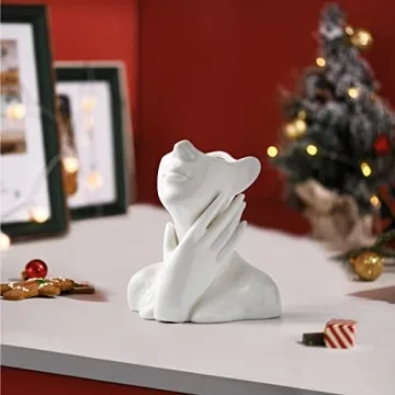 FJS Ceramic Face Vase - Modern Decorative Centerpiece