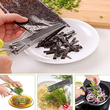 Effortless Herb Cutting with 5-Blade Scissors