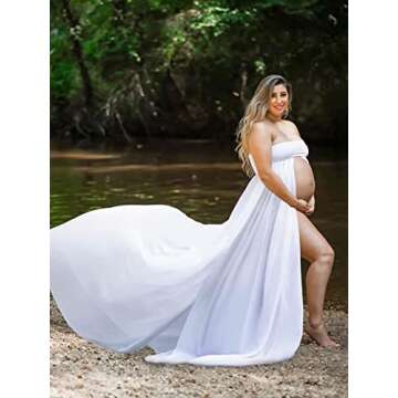 YnimioAOX Off Shoulder Maternity Dress for Photoshoot