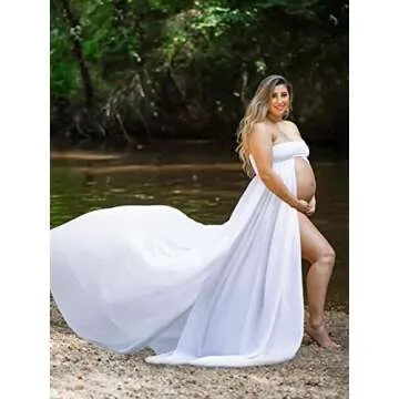 YnimioAOX Off Shoulder Maternity Dress for Photoshoot