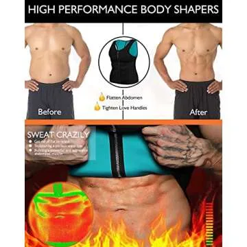 NonEcho Men Sauna Vest Hot Sweat Waist Trainer Corset Neoprene Tank Top Shapewear Slimming Shirt Workout Suit