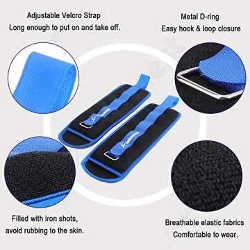 Inhomest Ankle Weights, 4 LB Pair (2 LB Each Weight) Wrist Arm Leg Weights for Women Men Kids for St...