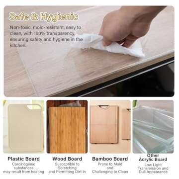 MEWSDEN Acrylic Cutting Board with Counter Lip,Clear Cutting Boards for Kitchen,Non Slip Cutting Board for Countertop, Kitchen Gadgets, Minimalist Counter Decor, Aesthetic Kitchen Decor(16.1 x 12.5in)