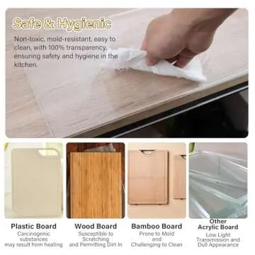MEWSDEN Acrylic Cutting Board with Counter Lip,Clear Cutting Boards for Kitchen,Non Slip Cutting Board for Countertop, Kitchen Gadgets, Minimalist Counter Decor, Aesthetic Kitchen Decor(16.1 x 12.5in)