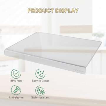 MEWSDEN Acrylic Cutting Board with Counter Lip,Clear Cutting Boards for Kitchen,Non Slip Cutting Board for Countertop, Kitchen Gadgets, Minimalist Counter Decor, Aesthetic Kitchen Decor(16.1 x 12.5in)