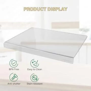 MEWSDEN Acrylic Cutting Board with Counter Lip,Clear Cutting Boards for Kitchen,Non Slip Cutting Board for Countertop, Kitchen Gadgets, Minimalist Counter Decor, Aesthetic Kitchen Decor(16.1 x 12.5in)