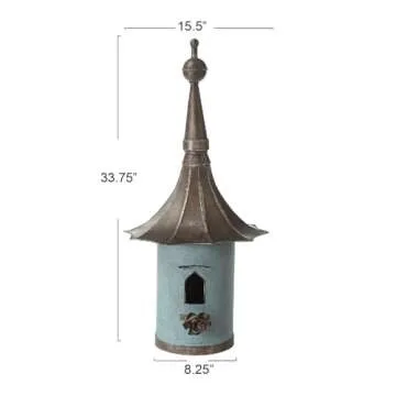 Creative Co-Op Decorative Metal Birdhouse for Gardens