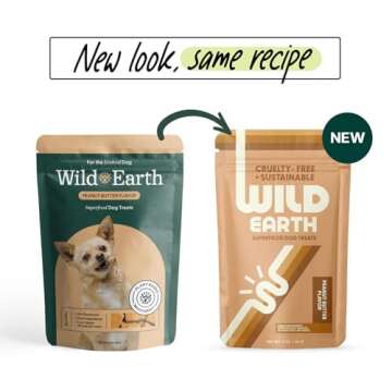 Wild Earth Superfood Dog Treats, Plant Based Dog Treats with Omega Acids, Prebiotics & Koji Protein, No Fillers, Veterinarian-Developed, Peanut Butter Flavor