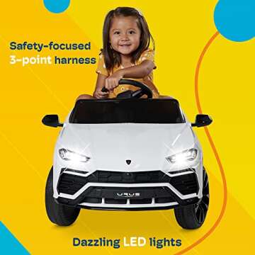 Kidzone Ride On Car 12V Lamborghini Urus Kids Electric Vehicle Toy w/Parent Remote Control, Horn, Radio, Port, AUX, Spring Suspension, Opening Door, LED Light - Pink