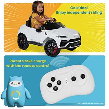 Kidzone Ride On Car 12V Lamborghini Urus Kids Electric Vehicle Toy w/Parent Remote Control, Horn, Radio, Port, AUX, Spring Suspension, Opening Door, LED Light - Pink