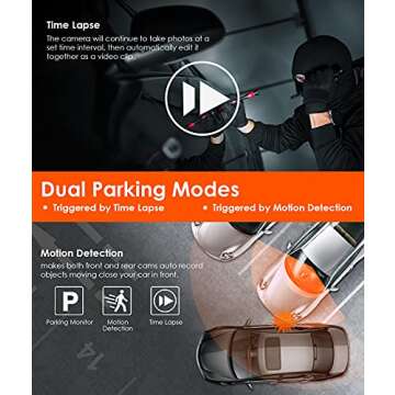 Vantrue N2 Uber Dual Dash Cam, 1080P Inside and Outside Dual Dash Camera, 1.5 inches LCD, Near 360 Degree Wide Angle Lyft Dual Car Cam with Parking Mode, Motion Detection, Front Camera Night Vision