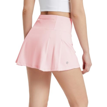 BALEAF Women's 13" Tennis Skirts Golf Skort High Waisted Athletic Pleated Pockets Linner Running Sports Workout Casual Cute Pink S