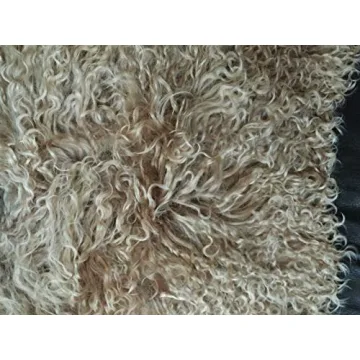 Luxurious Mongolian Lamb Fur Pillow Cover in Khaki
