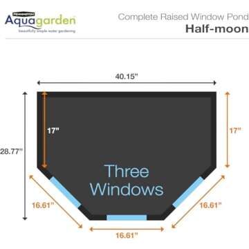 Pennington Aquagarden, Affinity Half-Moon No-Standing Pond, Water Feature Pool, Includes Inpond 5 in 1 300 Pond & Water Pump with UV Clarifier, 89 Gallon Decking Pond, Three Fountain Displays, Mocha