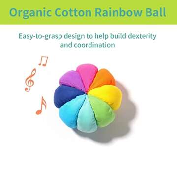 Tomlive 3 in 1 Play Kit, Montessori Toys for Babies 6-12 Months, Spinning Rainbow Drum, Montessori Mirror Peekaboo Knob Puzzle, Organic Cotton Rainbow Ball, Infant Tummy Time Toys, Baby Sensory Toys
