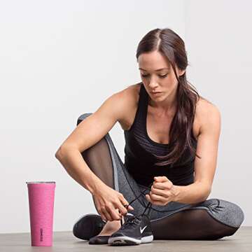 Corkcicle Tumbler-Heathered Collection-Triple Insulated Stainless Steel Travel Mug, Heathered Pink, 24 oz