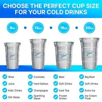 Ball Aluminum Cup Recyclable Party Cups, Ball Logo, 16 oz. Cup, 30 Cups Per Pack