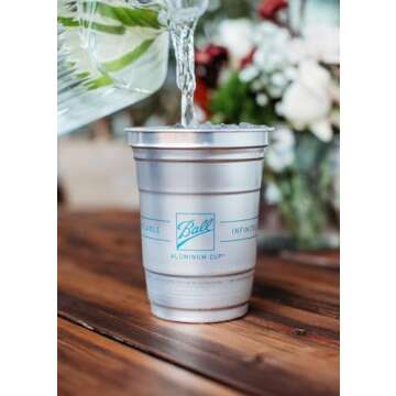 Ball Aluminum Cup Recyclable Party Cups, Ball Logo, 16 oz. Cup, 30 Cups Per Pack