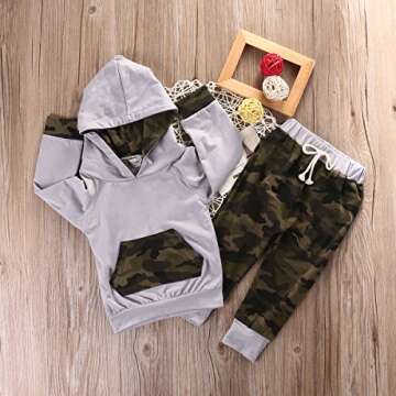 Toddler Infant Baby Boy Girls Clothes Hoodie Fall Winter Sweatsuit Pants Gender Neutral Long Sleeve Outfit Set (18-24 Months, Camo)