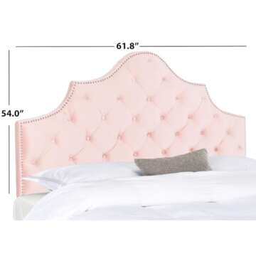 Safavieh Home Collection Arebelle Blush Pink Velvet Tufted Headboard (Queen)