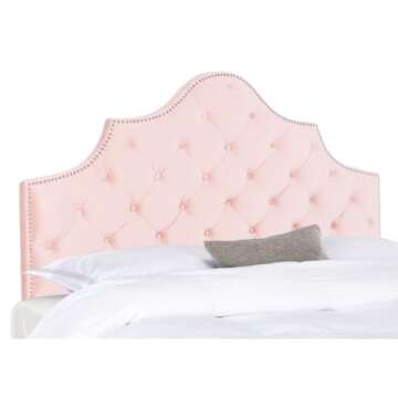 Safavieh Home Collection Arebelle Blush Pink Velvet Tufted Headboard (Queen)