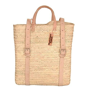 Palm leaf backpack , straw bag made, shopping and picnic baskets, Traditional Moroccan bag, Leather made bags, handcrafted bag, beach bag. (Beige)