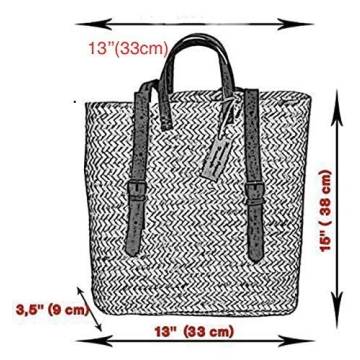 Palm leaf backpack , straw bag made, shopping and picnic baskets, Traditional Moroccan bag, Leather made bags, handcrafted bag, beach bag. (Beige)