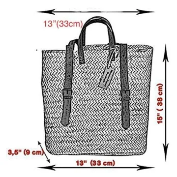 Palm leaf backpack , straw bag made, shopping and picnic baskets, Traditional Moroccan bag, Leather made bags, handcrafted bag, beach bag. (Beige)